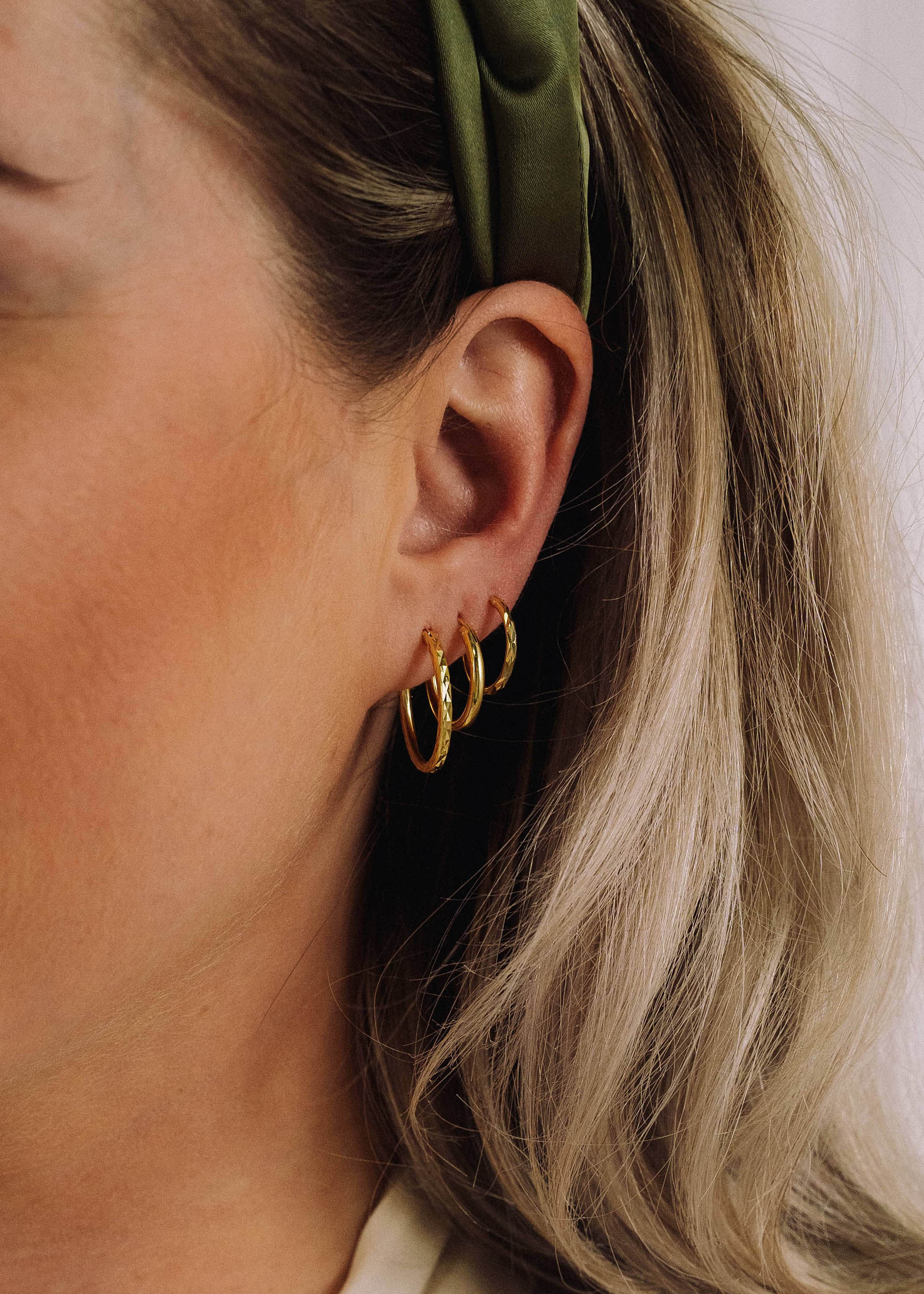Medium Diamond Cut Hoops
